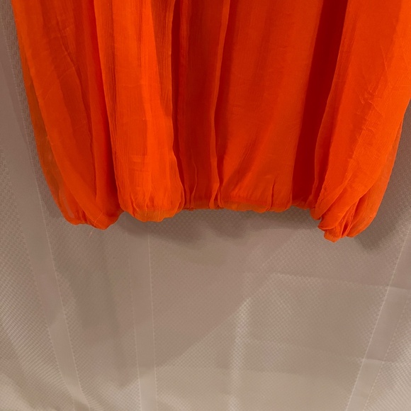 Alice + Olivia 100% SILK Chiffon Orange Sleeveless Bubble Dress SZ L - Picture 13 of 16